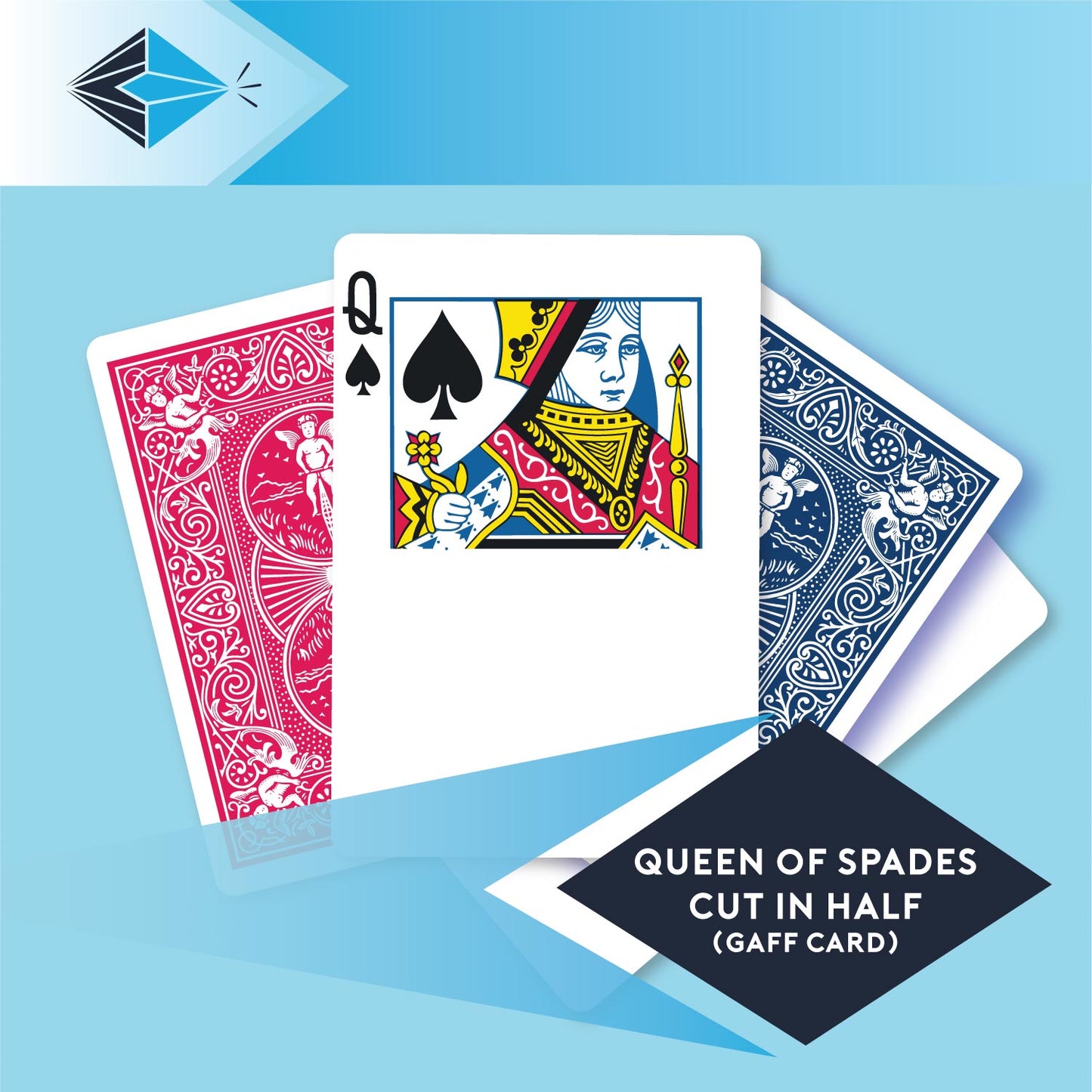 Queen Of Spades Cut In Half - Single Gaff Card
