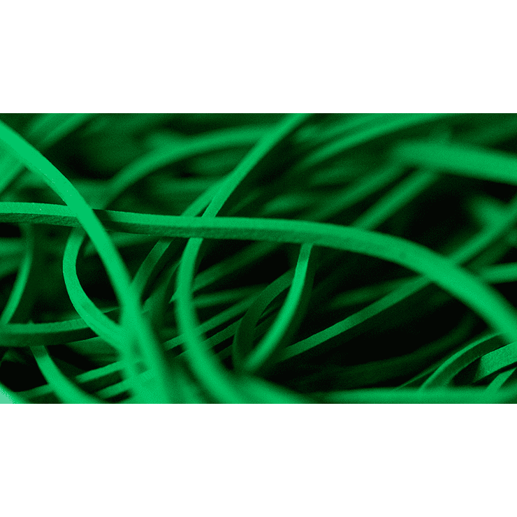 Joe Rindfleisch's SIZE 16 Rainbow Rubber Bands (Marcus Eddie - Green Pack ) by Joe Rindfleisch - Trick