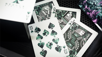 Gilded Nebula Stellar Green Playing Cards (green star)