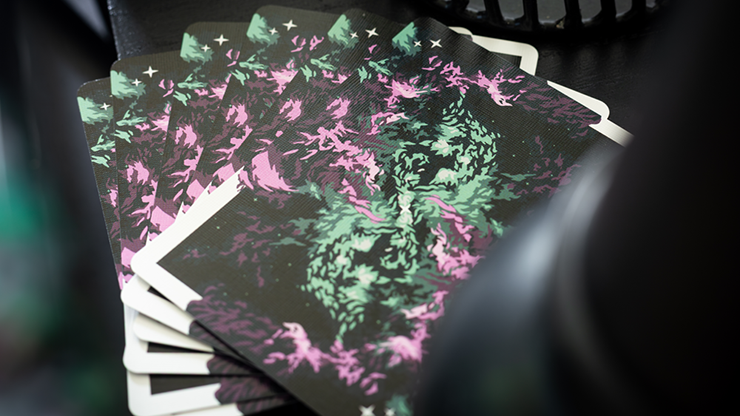 Gilded Nebula Stellar Green Playing Cards (green star)