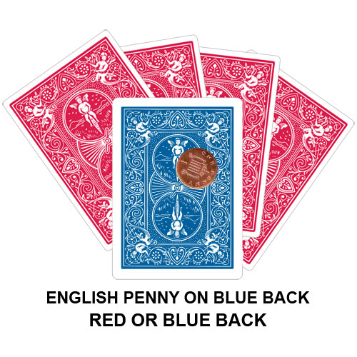 English Penny On Blue Back