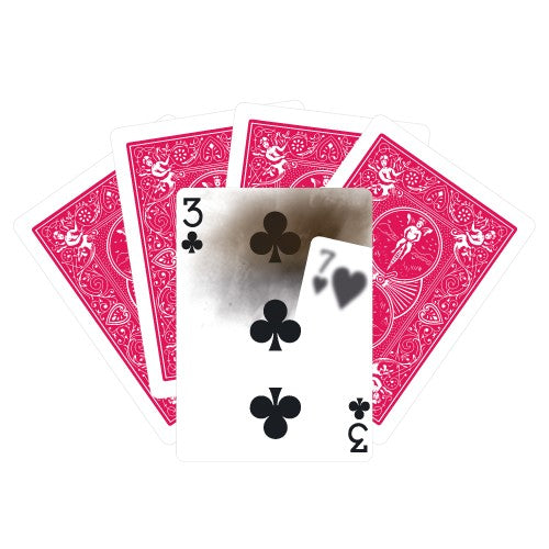 3 of Clubs with 7 of Hearts Burn Reveal Gaff Card