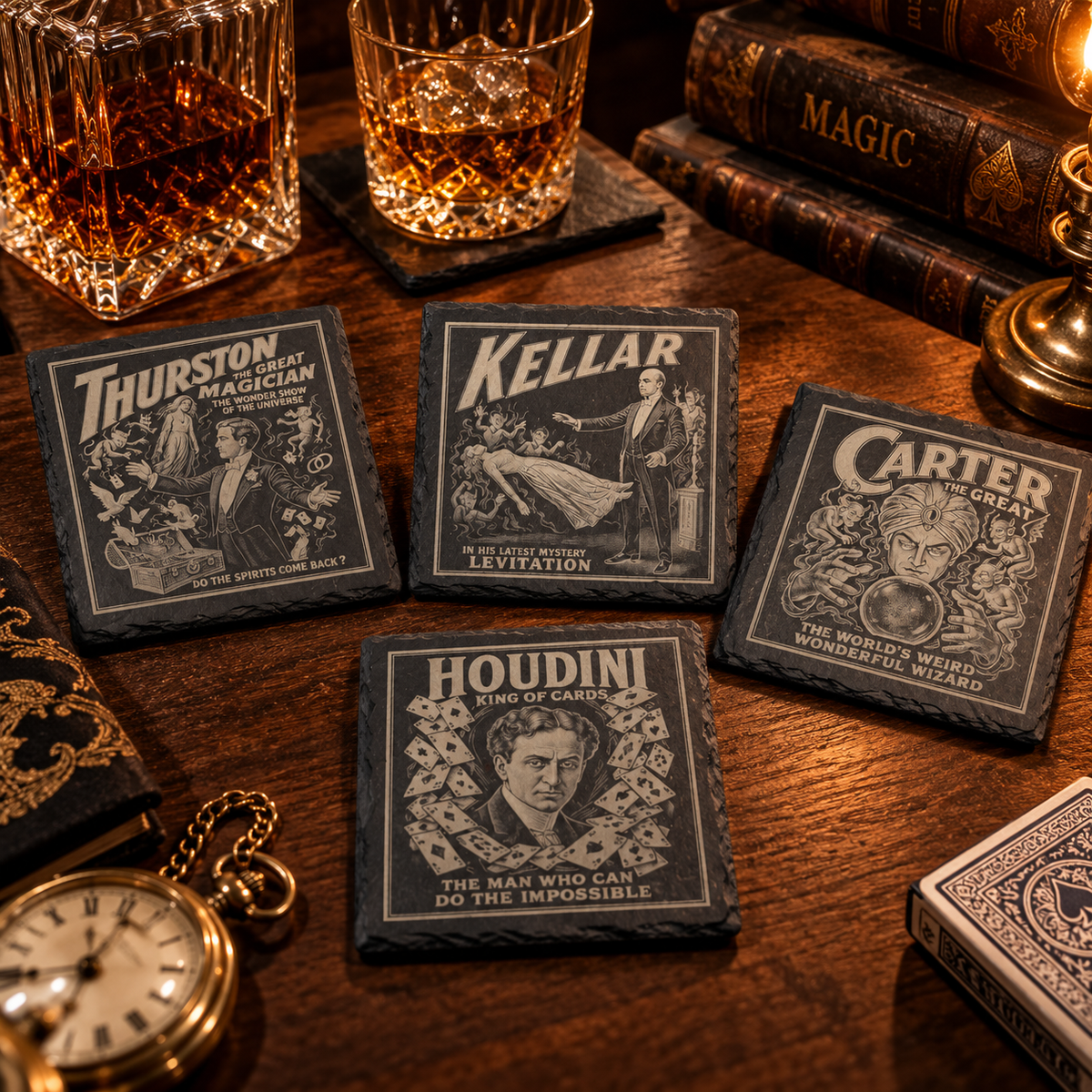 Master Magician Drink Coasters by The Magicians Den