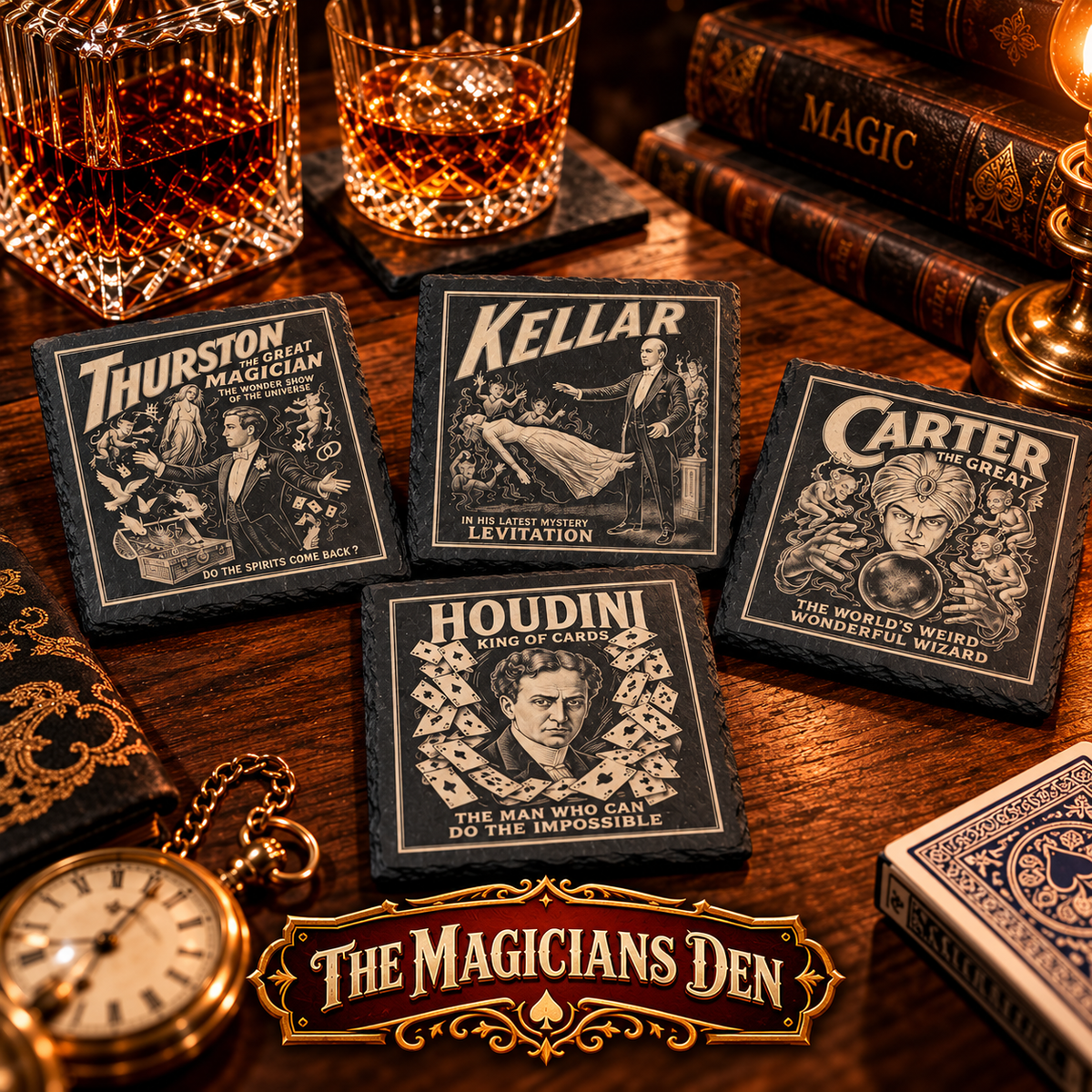 Master Magician Drink Coasters by The Magicians Den