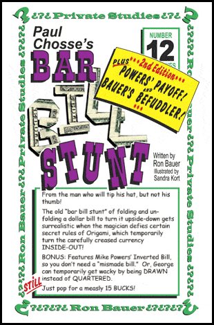 Ron Bauer Private Studies Series #12 - Paul Chosse's Bar Bill Stunt Book