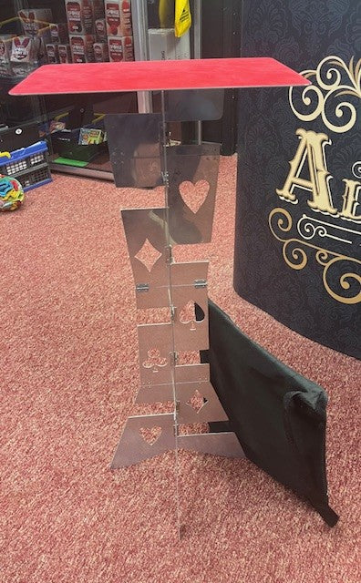 Metal Folding Table with Red Top and Carry Bag USED