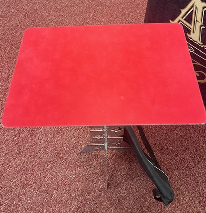 Metal Folding Table with Red Top and Carry Bag USED