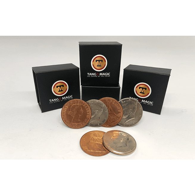 Hopping Half with Expanded Shell Coins & English Penny D0059 by Tango - Trick