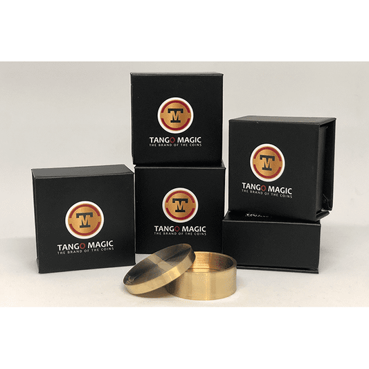 Okito Coin Box (BRASS w/Online Instructions)(B0028) One Dollar by Tango Magic - Trick