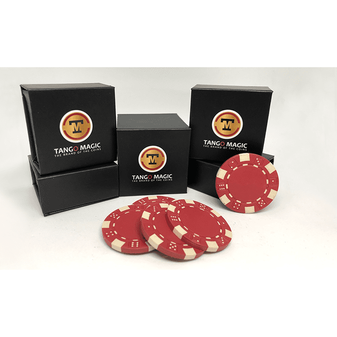 Expanded Shell Poker Chip Red plus 4 Regular Chips (PK001R) by Tango magic - Trick