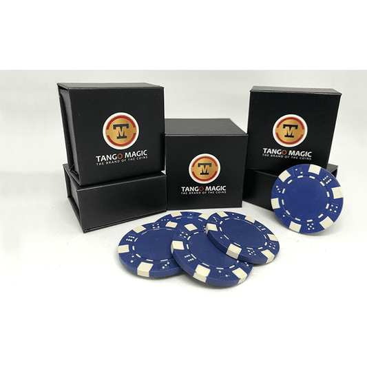 Expanded Shell Poker Chip Blue plus 4 Regular Chips (PK001B)  by Tango Magic - Trick