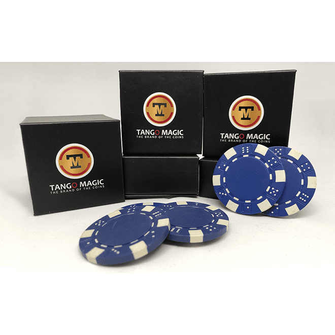 TUC Poker Chip Blue plus 3 regular chips (PK002B) by Tango Magic - Trick