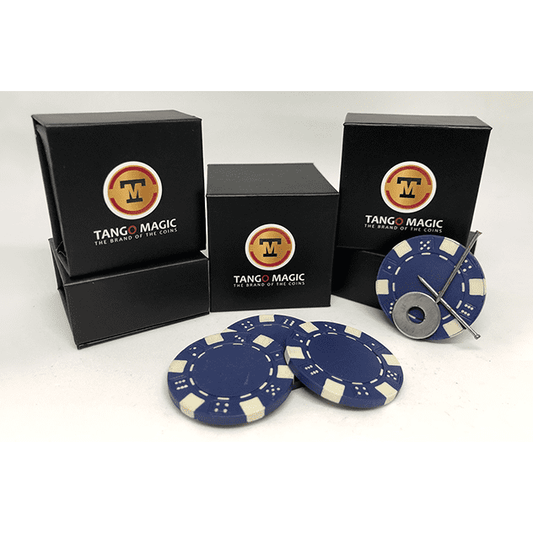 Magnetic Poker Chip Blue plus 3 regular chips (PK003B) by Tango Magic - Trick