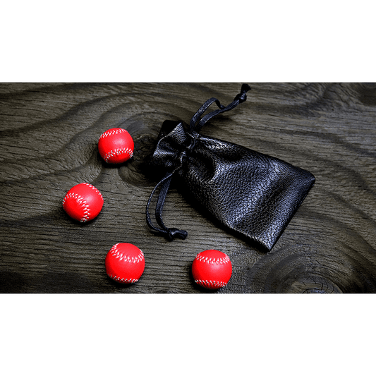 Set of 4 Leather Balls for Cups and Balls (Red) by Leo Smetsers - Trick