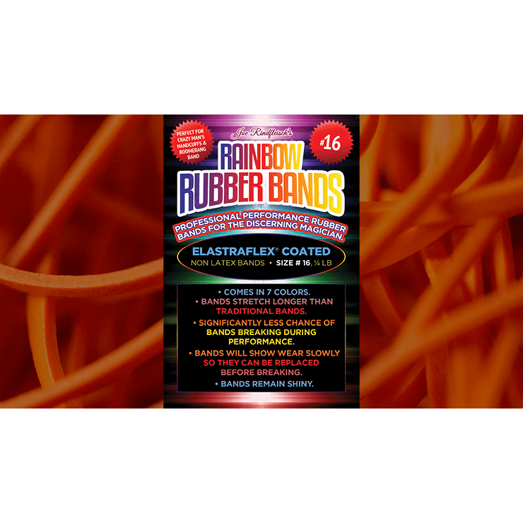 Joe Rindfleisch's SIZE 16 Rainbow Rubber Bands (Daniel Garcia - Orange Pack  ) by Joe Rindfleisch - Trick