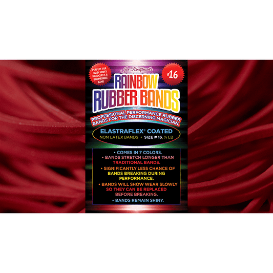 Joe Rindfleisch's SIZE 16 Rainbow Rubber Bands (Joe Rindfleisch - Red Pack) by Joe Rindfleisch - Trick