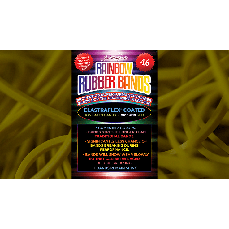 Joe Rindfleisch's SIZE 16 Rainbow Rubber Bands (Russell Leeds -Yellow ) by Joe Rindfleisch - Trick