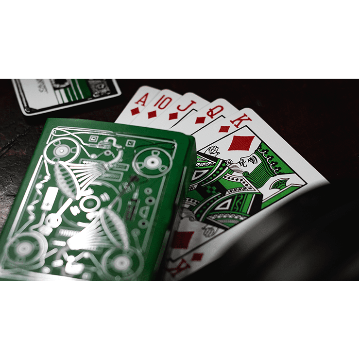 Soundboards V4 Green Edition Playing Cards by Riffle Shuffle