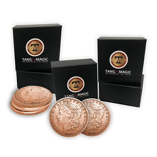 Copper Morgan Expanded Shell plus 4 four Regular Coins (Gimmicks and Online Instructions) by Tango Magic - Trick