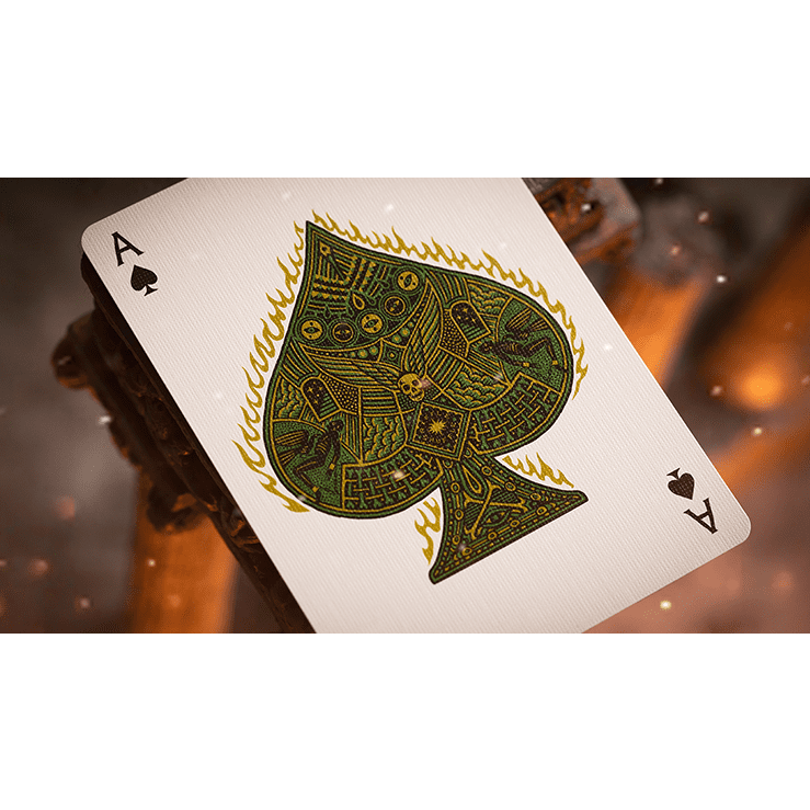 Sacred Fire (Emerald Flare) Playing Cards by Riffle Shuffle