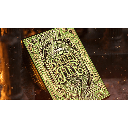 Sacred Fire (Emerald Flare) Playing Cards by Riffle Shuffle