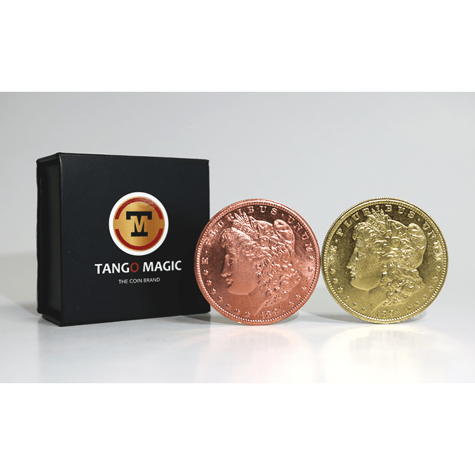 Replica Golden Morgan Hopping Half (Gimmicks and Online Instructions) by Tango Magic - Trick