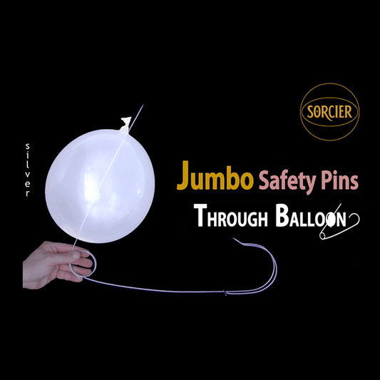 Jumbo Safety Pins Through Balloon Silver by Sorcier Magic