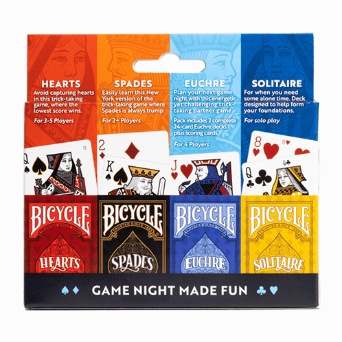 Bicycle 4 Game Pack (Euchre, Spades, Hearts and Solitaire) by US Playing Card