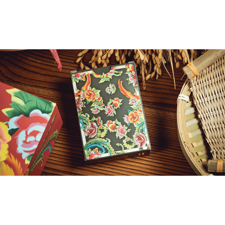 Phoenix and Peony (Green) Playing Cards by Bacon Playing Card Company