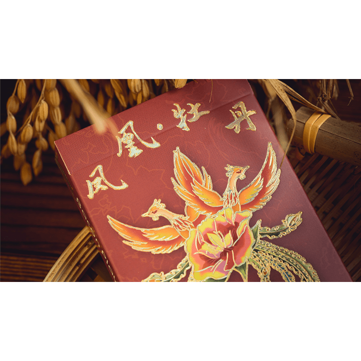 Phoenix and Peony (Red) Playing Cards by Bacon Playing Card Company