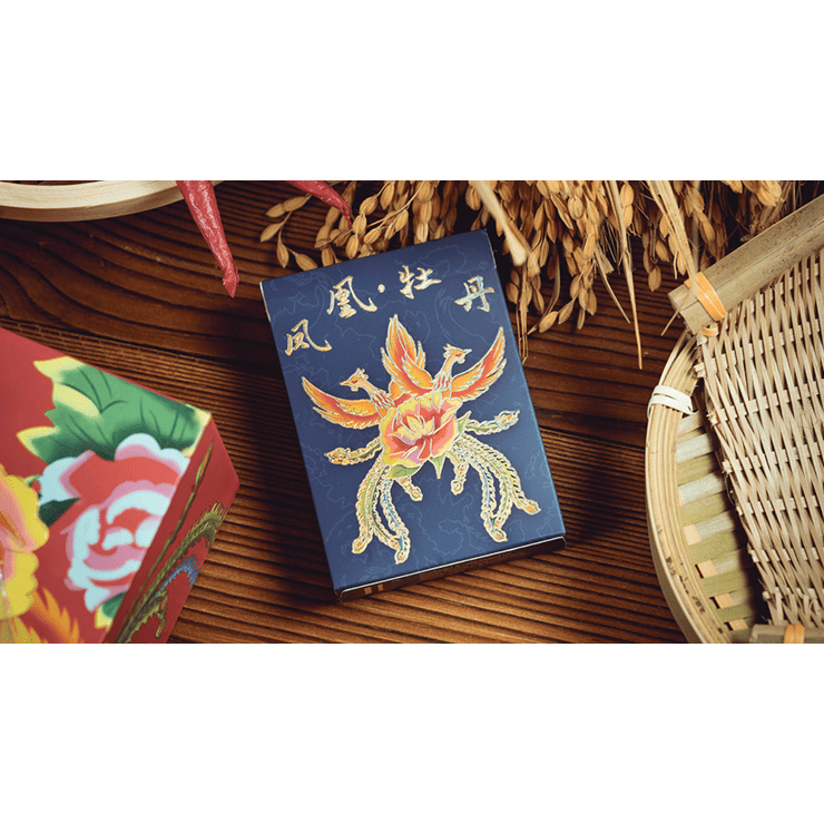 Phoenix and Peony (Blue) Playing Cards by Bacon Playing Card Company