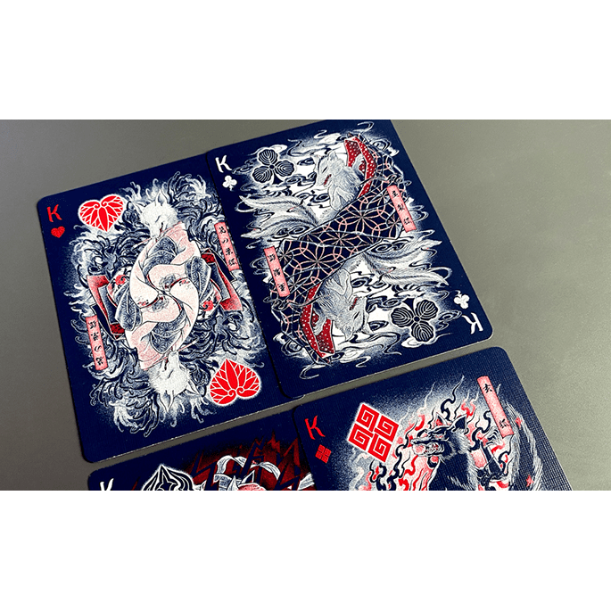 Sumi Kitsune Myth Maker (Blue/Red Craft Letterpressed Tuck) Playing Cards by Card Experiment