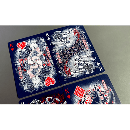 Sumi Kitsune Myth Maker (Blue/Red Craft Letterpressed Tuck) Playing Cards by Card Experiment