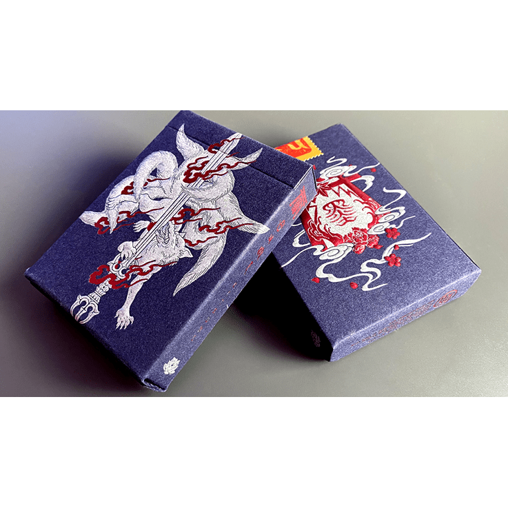 Sumi Kitsune Myth Maker (Blue/Red Craft Letterpressed Tuck) Playing Cards by Card Experiment