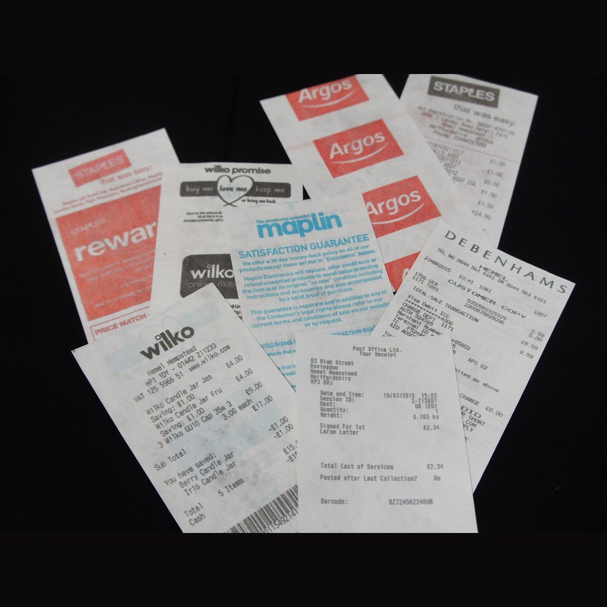 Tyvek Receipts by Steve Rowe £10