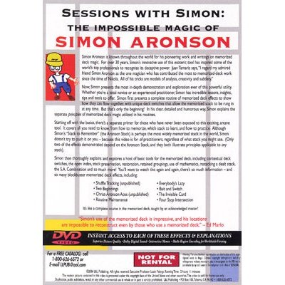 Sessions With Simon: The Impossible Magic Of Simon Aronson Volume 3 (Memorized Deck) - DVD